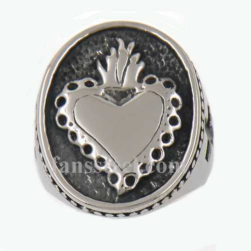 FSR13W30 christ cross oval heart ring - Click Image to Close